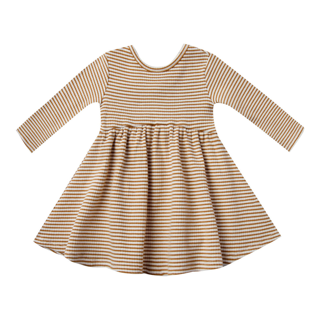 Quincy Mae Ribbed Longsleeve Dress - Walnut Stripe