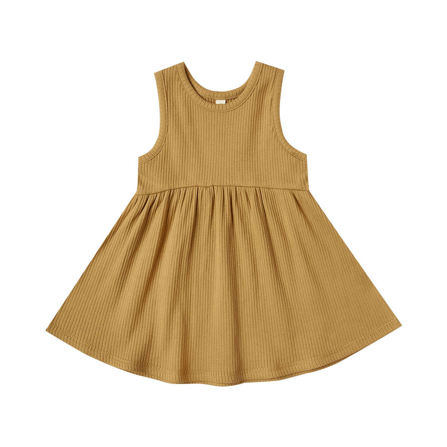 Quincy Mae Ochre Ribbed Tank Dress
