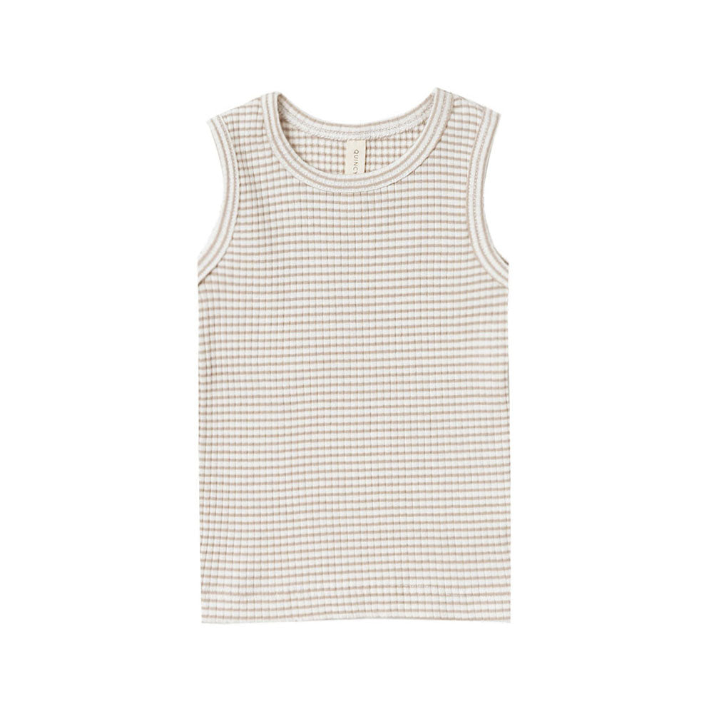 Quincy Mae Fog Stripe Ribbed Tank