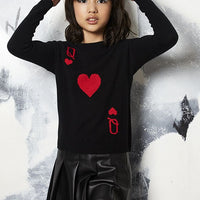 Autumn Cashmere Black/Tart Queen Of Hearts Jacquard Sweater