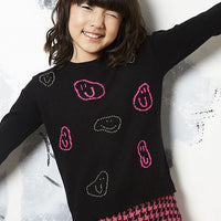 Autumn Cashmere Black/Barbie Smiley Jacquard With Heat Studs Sweater