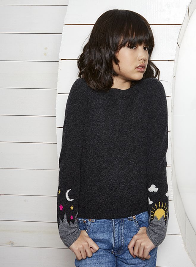 Autumn Cashmere Charcoal/Coin Day To Night Jacquared Sweater