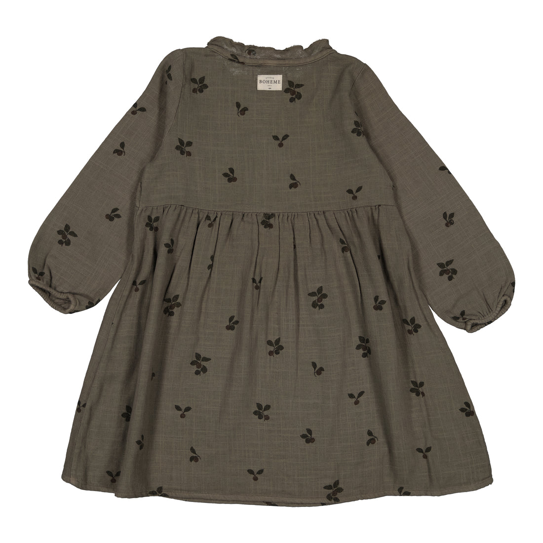 Studio Boheme Khaki Plums Print Vermont Dress