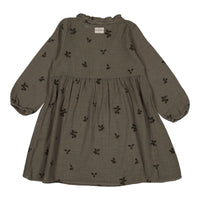 Studio Boheme Khaki Plums Print Vermont Dress