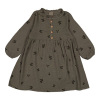 Studio Boheme Khaki Plums Print Vermont Dress