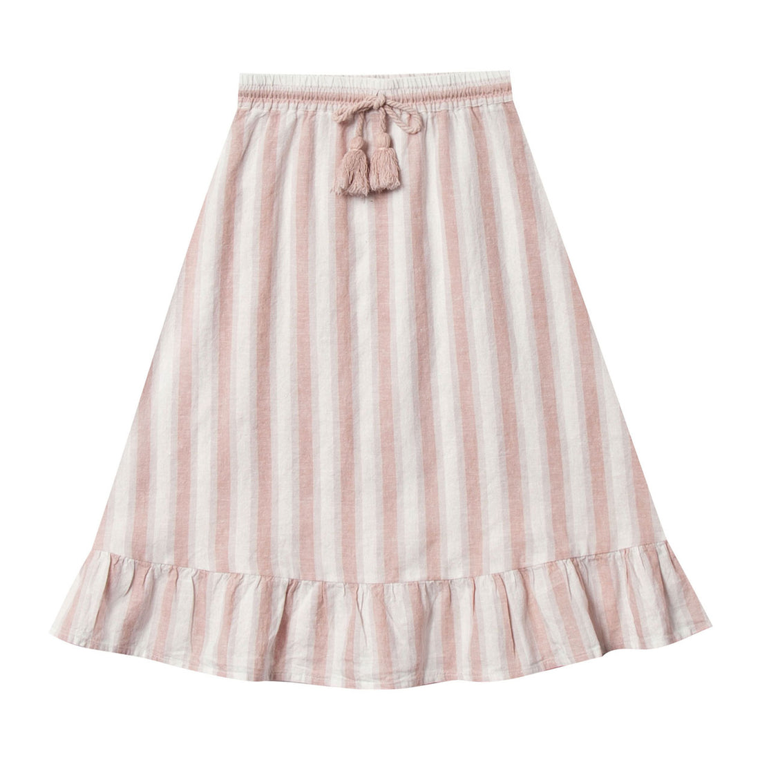 Rylee and Cru Petal Stripe Ruffle Midi Skirt