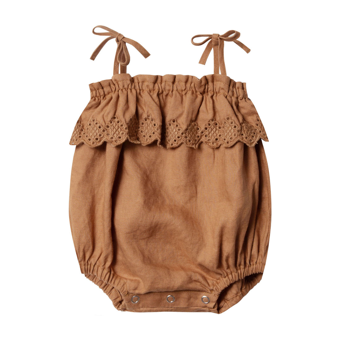 Rylee and Cru Bronze Ruffle Romper