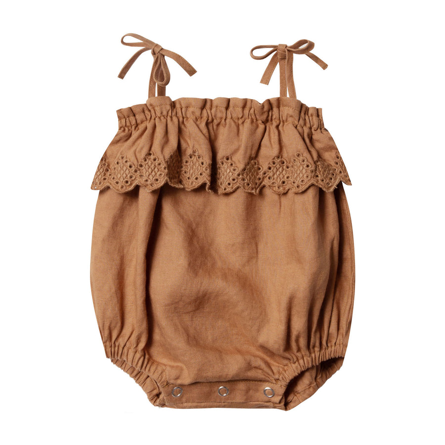 Rylee and Cru Bronze Ruffle Romper