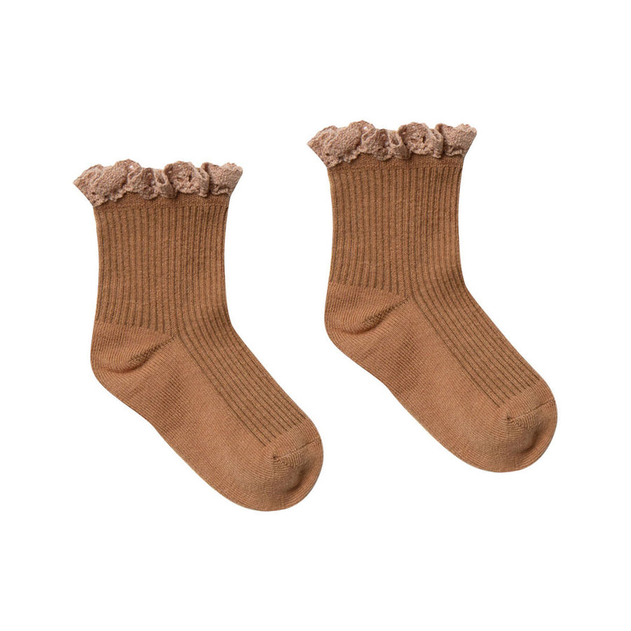 Rylee and Cru Bronze Lace Trim Socks