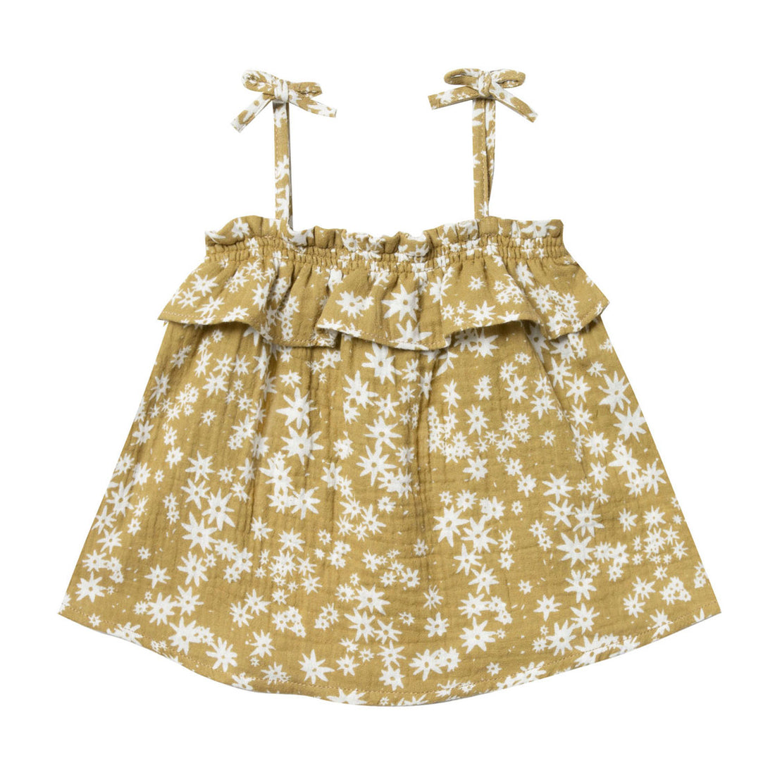 Rylee and Cru Citron Scattered Daisy Ruffle Tube Top