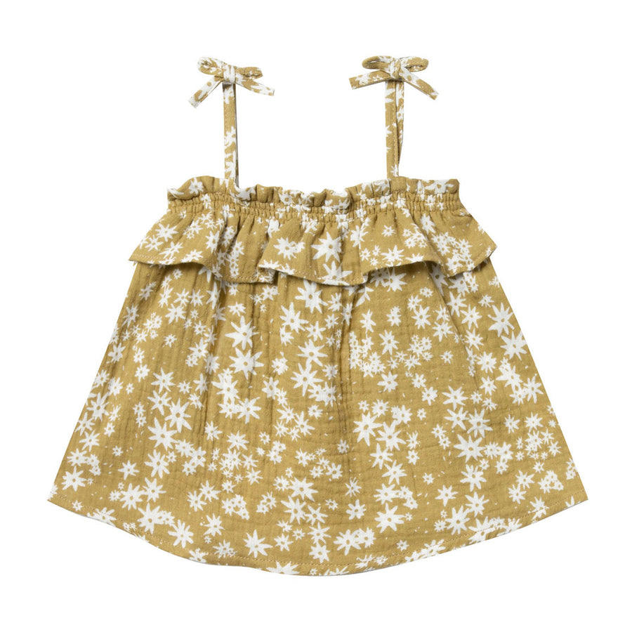 Rylee and Cru Citron Scattered Daisy Ruffle Tube Top