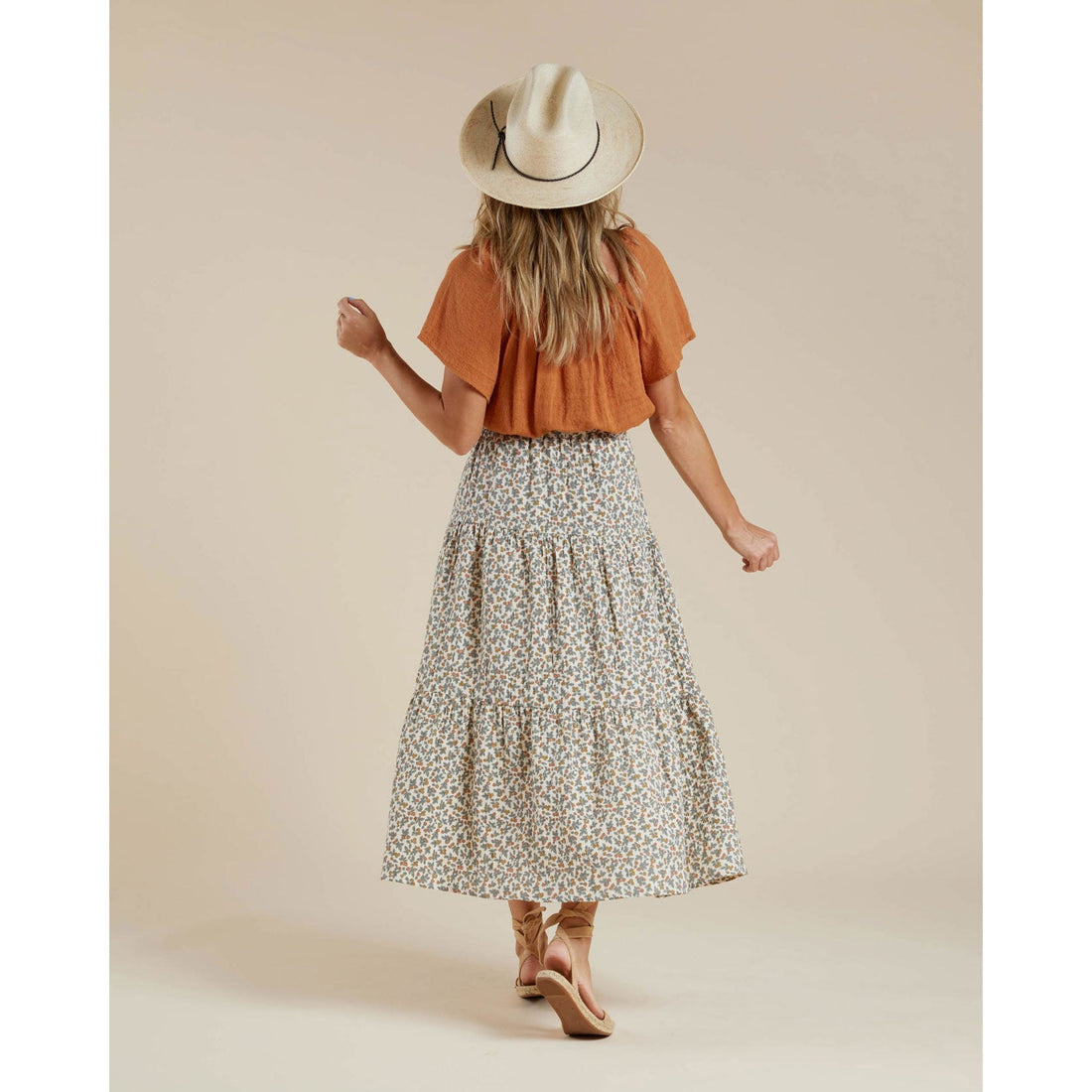 Rylee and Cru skirts Rylee and Cru Tiered Womens Midi Skirt || Summer Bloom