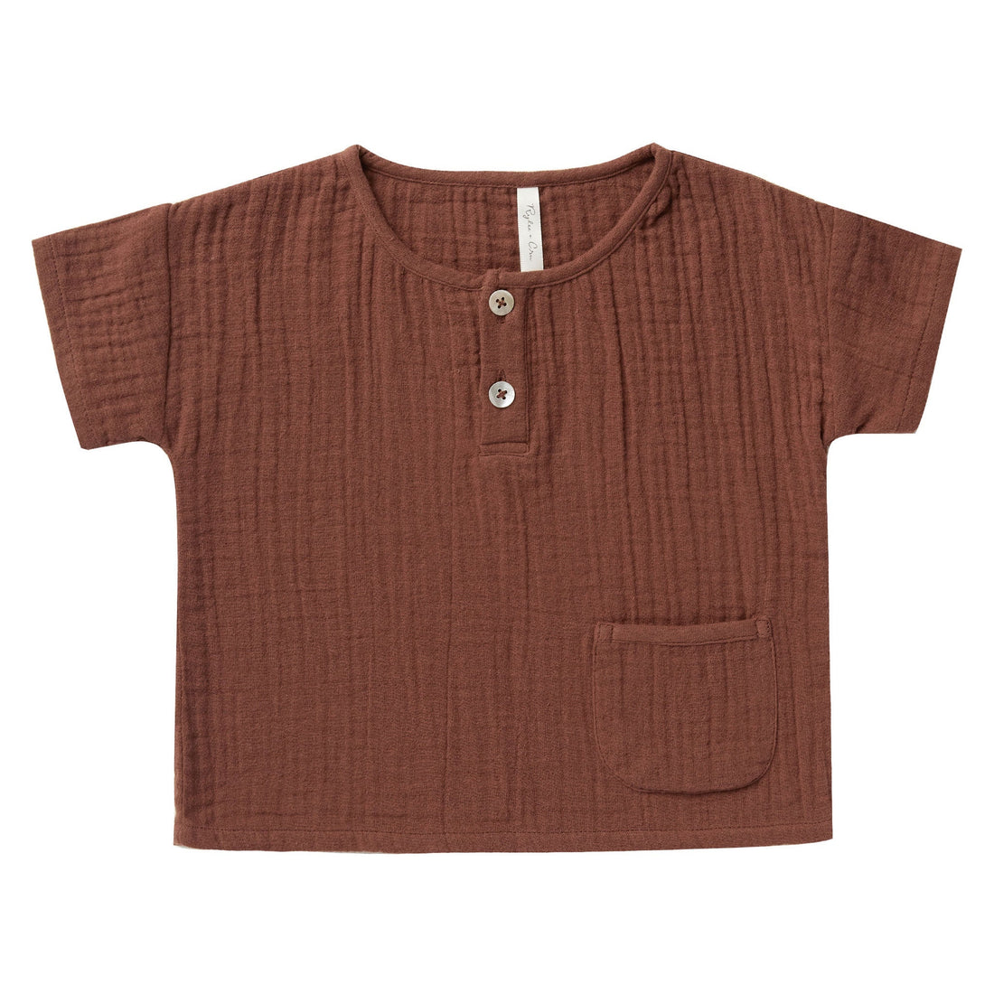 Rylee and Cru tees Rylee and Cru Woven Henley Tee | Redwood