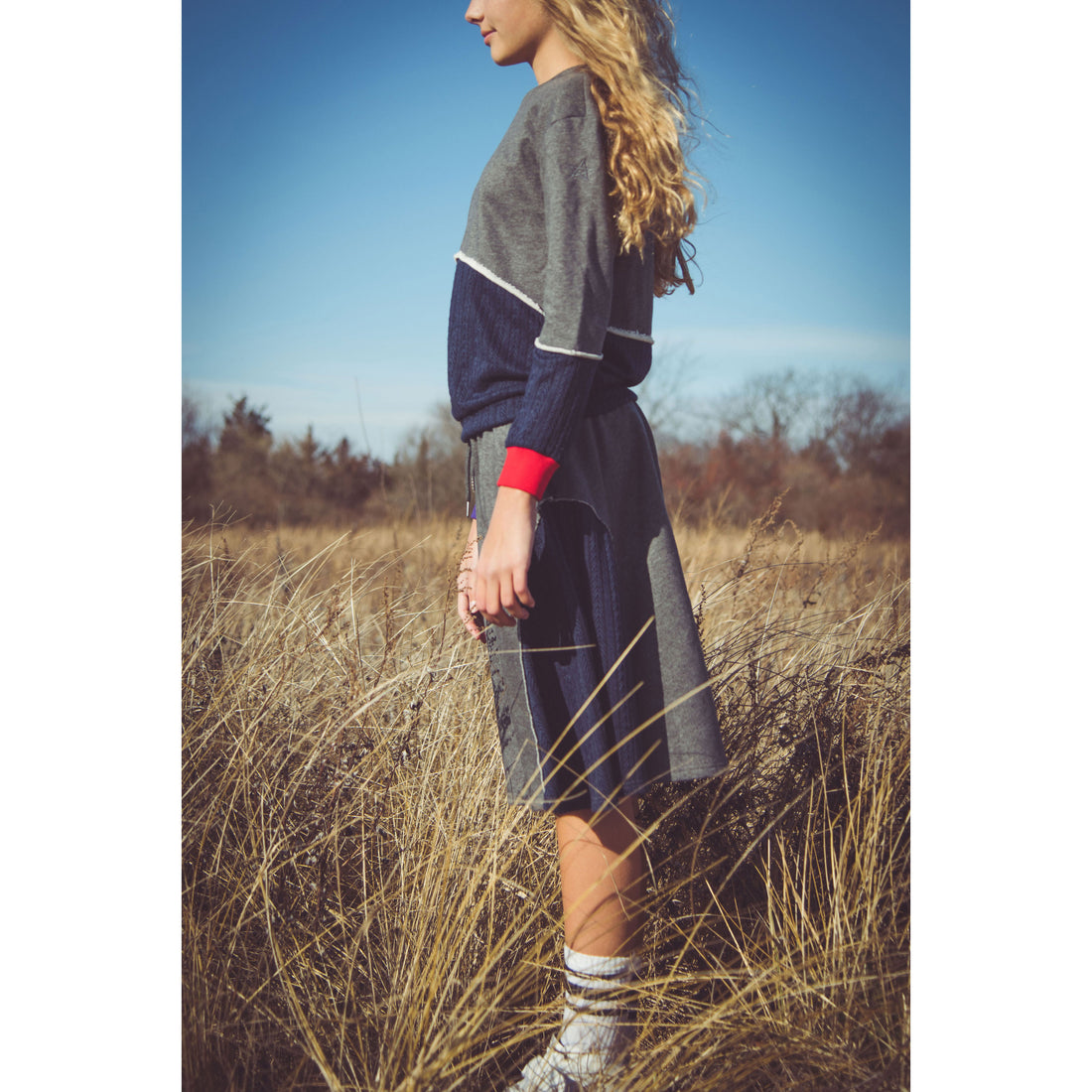 Hey Kid Split Fabric Top with Mismatched Cuffs