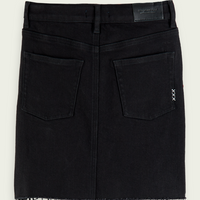 Scotch Shrunk Black Front Split Denim Skirt