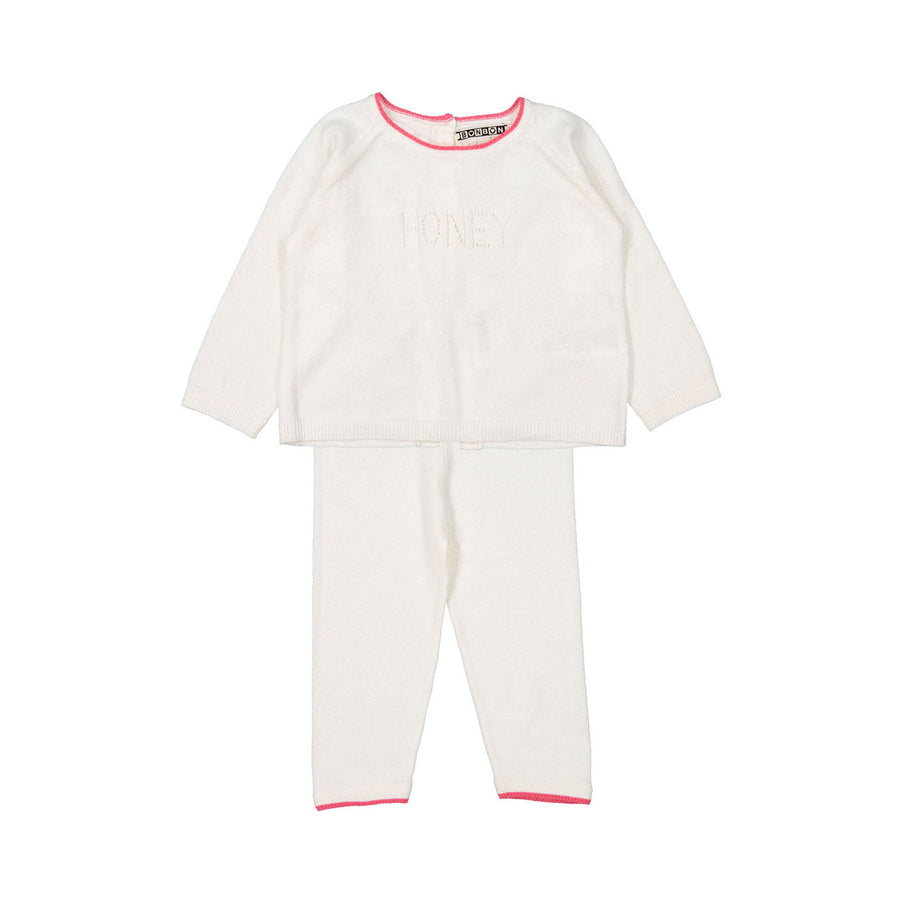 Bonton White Knit Honey Baby Set