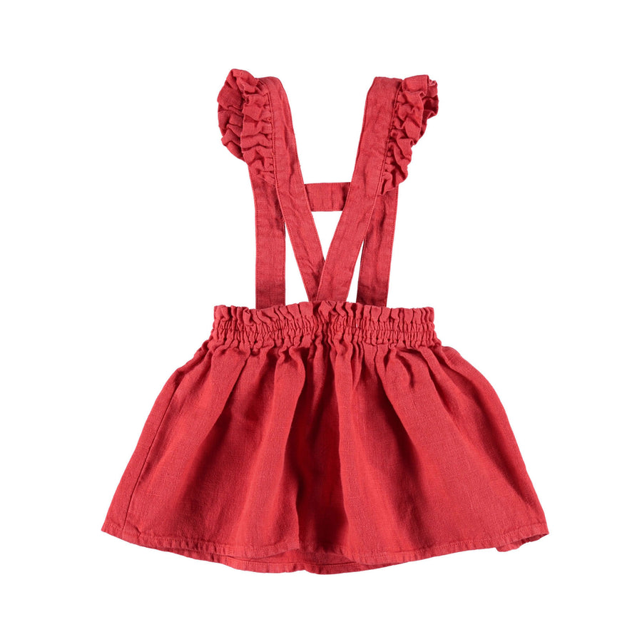 Piupiuchick Red Linen Shoulder Straps Skirt