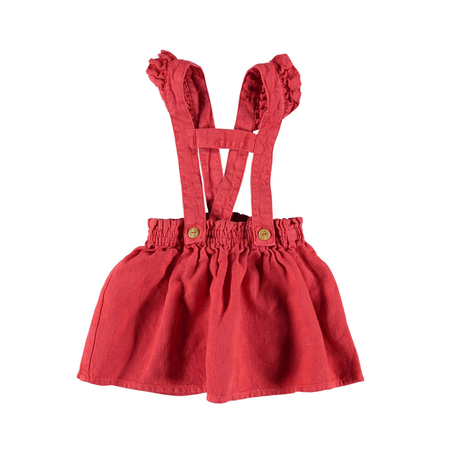 Piupiuchick Red Linen Shoulder Straps Skirt