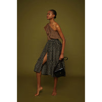 Soeur Black Print Heart Button Skirt