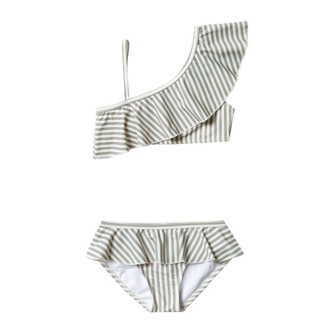 Rylee and Cru Olive Stripe Skirted Bikini