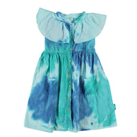 Piupiuchick Blue Tie Dye Frill Collar Dress