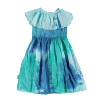 Piupiuchick Blue Tie Dye Frill Collar Dress