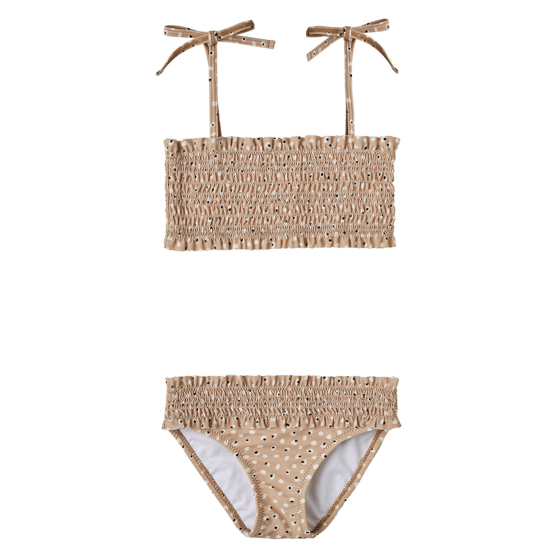 Rylee and Cru Almond Dotty Smocked Bikini