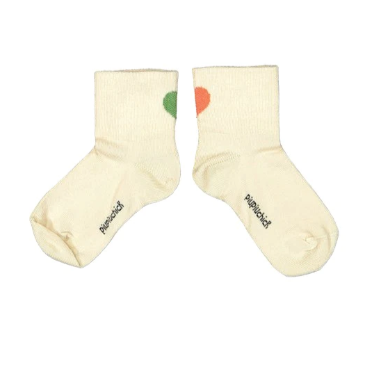 Piupiuchick Ecru Heart Short Socks