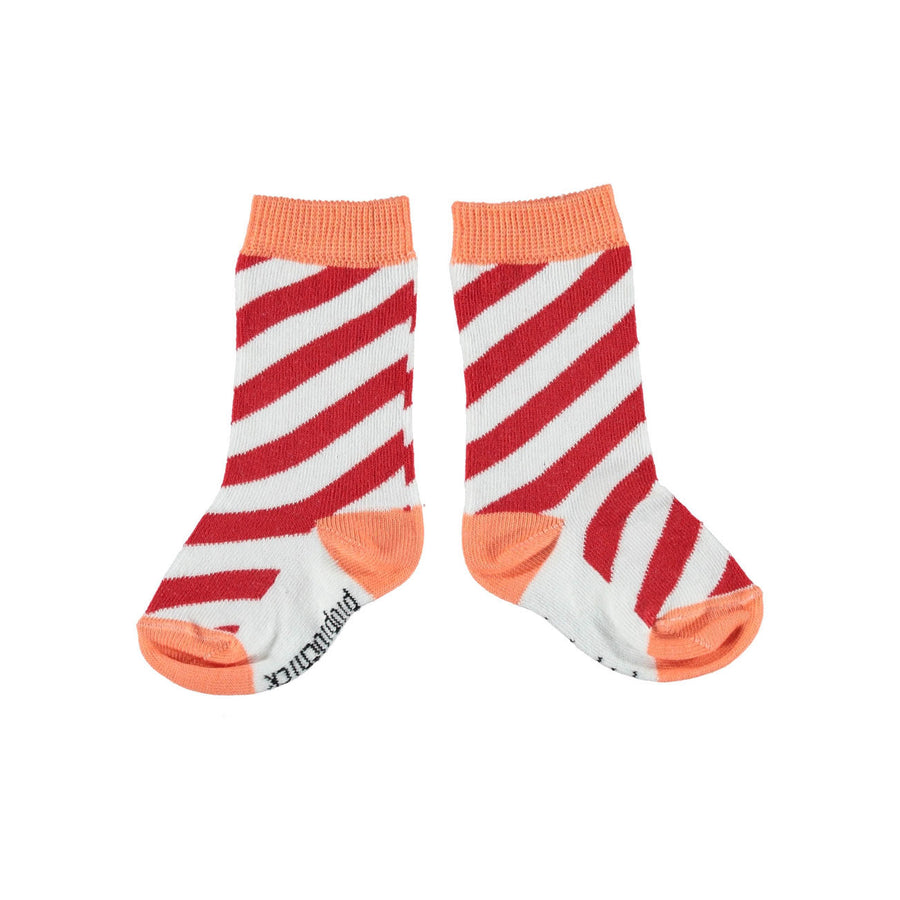 Piupiuchick Red Diagonal Striped Socks