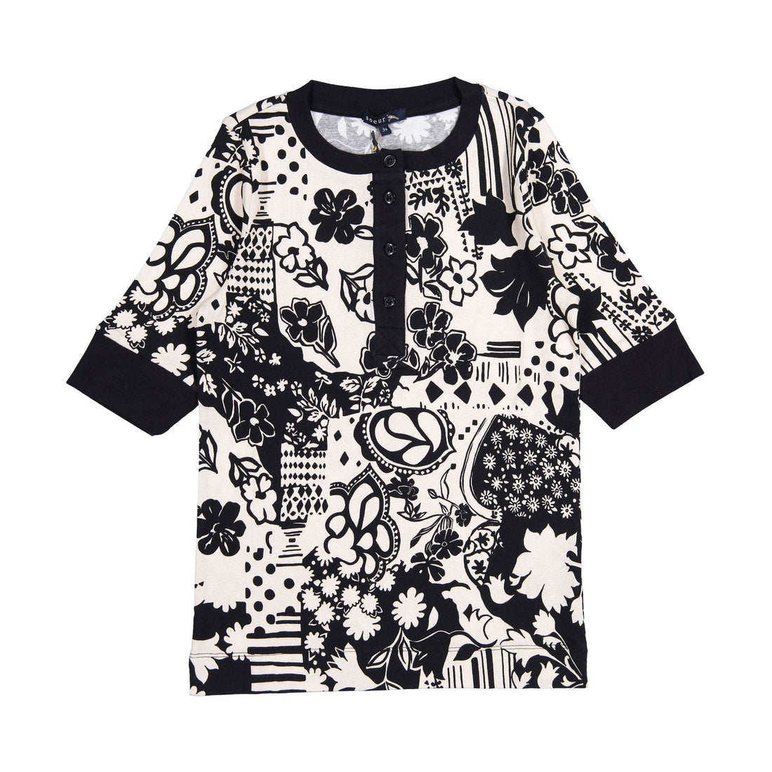 Soeur blouses Soeur Black/Ecru Printed Monalisa Womens Shirt