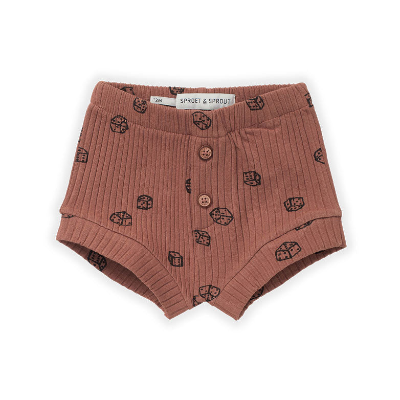 Sproet and Sprout bottoms Sproet and Sprout Pecan Dice Rib Baby Shorts