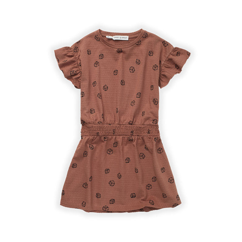 Sproet and Sprout dresses Sproet and Sprout Pecan Dice Bonded Jersey Dress