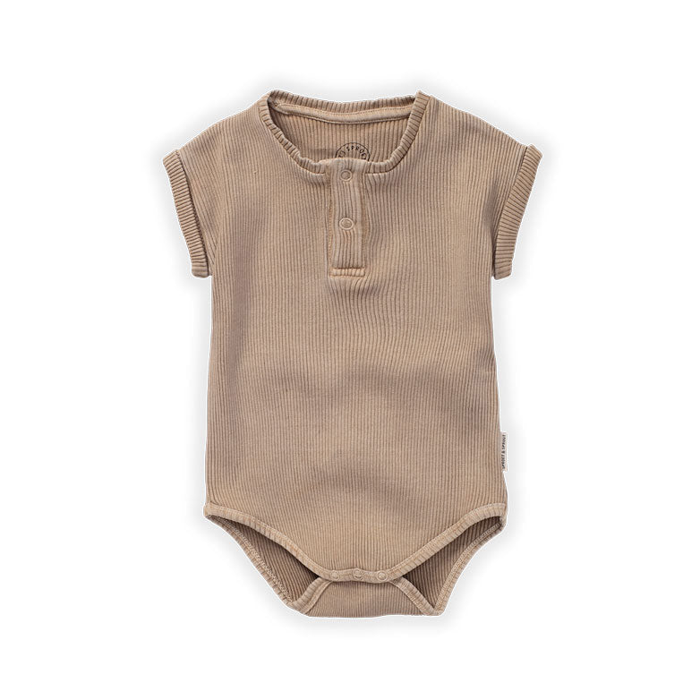 Sproet and Sprout rompers Sproet and Sprout Nougat Grandad Rib Romper