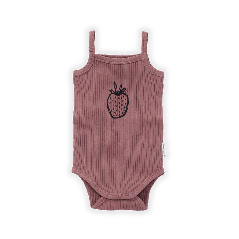 Sproet and Sprout rompers Sproet and Sprout Orchid Strawberry Strap Rib Romper