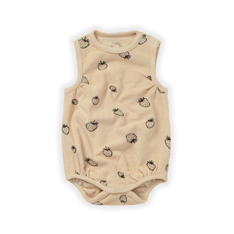 Sproet and Sprout rompers Sproet and Sprout Sesame Strawberry Loose Terry Romper