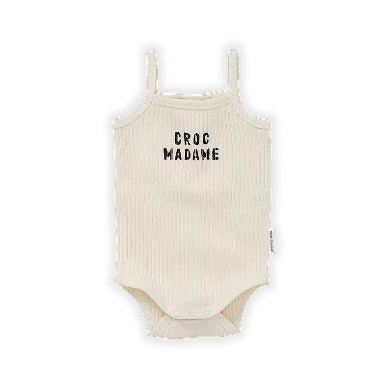 Sproet and Sprout rompers Sproet and Sprout Summer Croc Madame White Strap Rib Romper