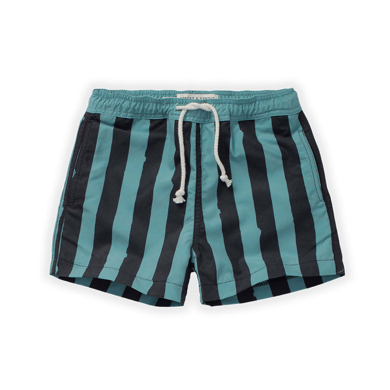 Sproet and Sprout swim Sproet and Sprout Light Petrol Painted Stripe Swim Shorts