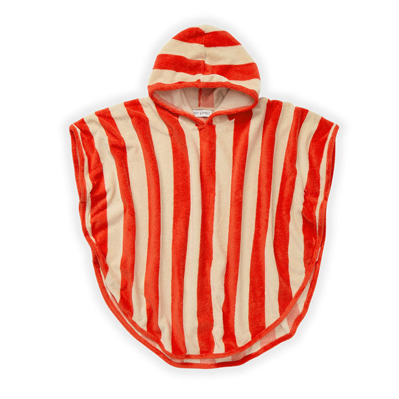 Sproet and Sprout swim Sproet and Sprout Poppy Red Stripe Terry Poncho