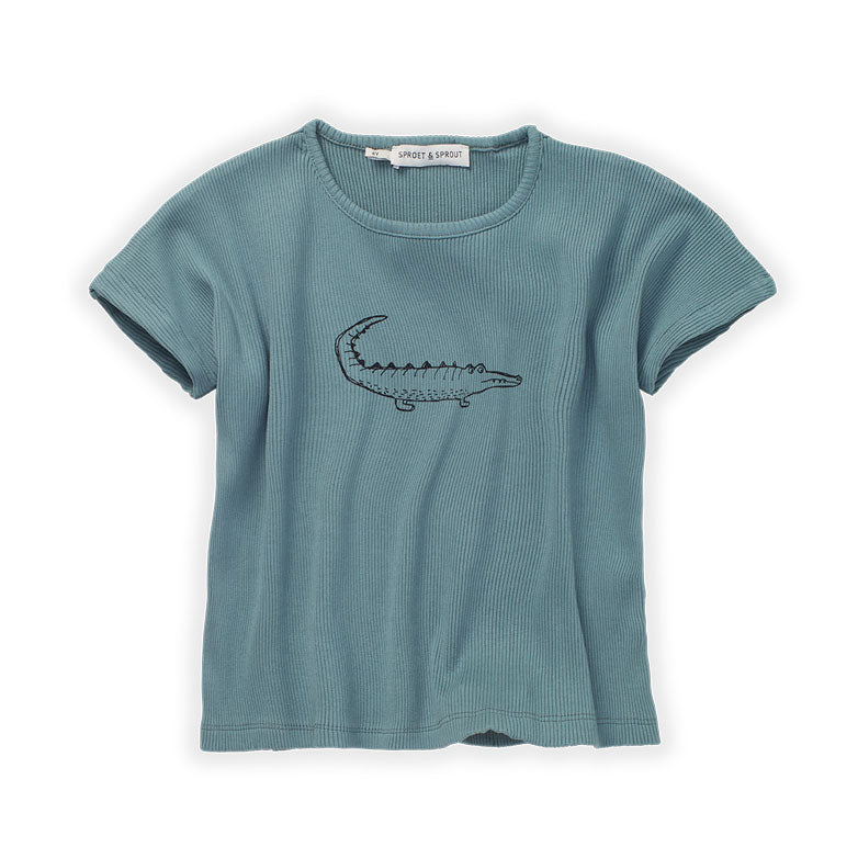 Sproet and Sprout tees Sproet and Sprout Light Petrol Croco Rib T-Shirt