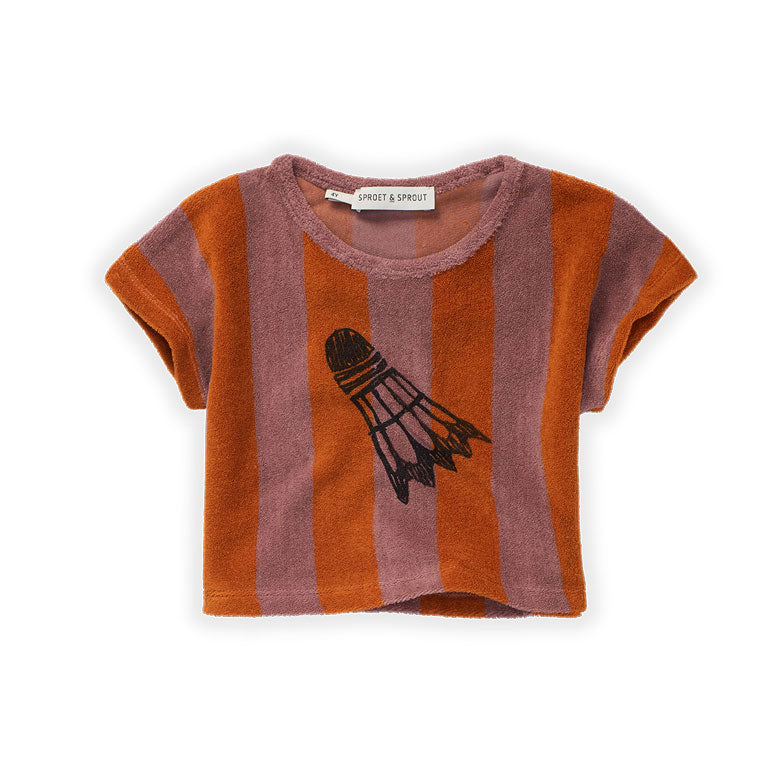 Sproet and Sprout tees Sproet and Sprout Orchid Stripe Cropped Terry T-Shirt