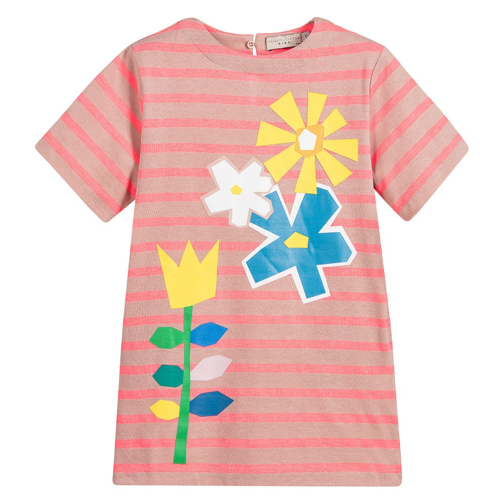Stella Pink Stripe Flower Dres - Ladida
