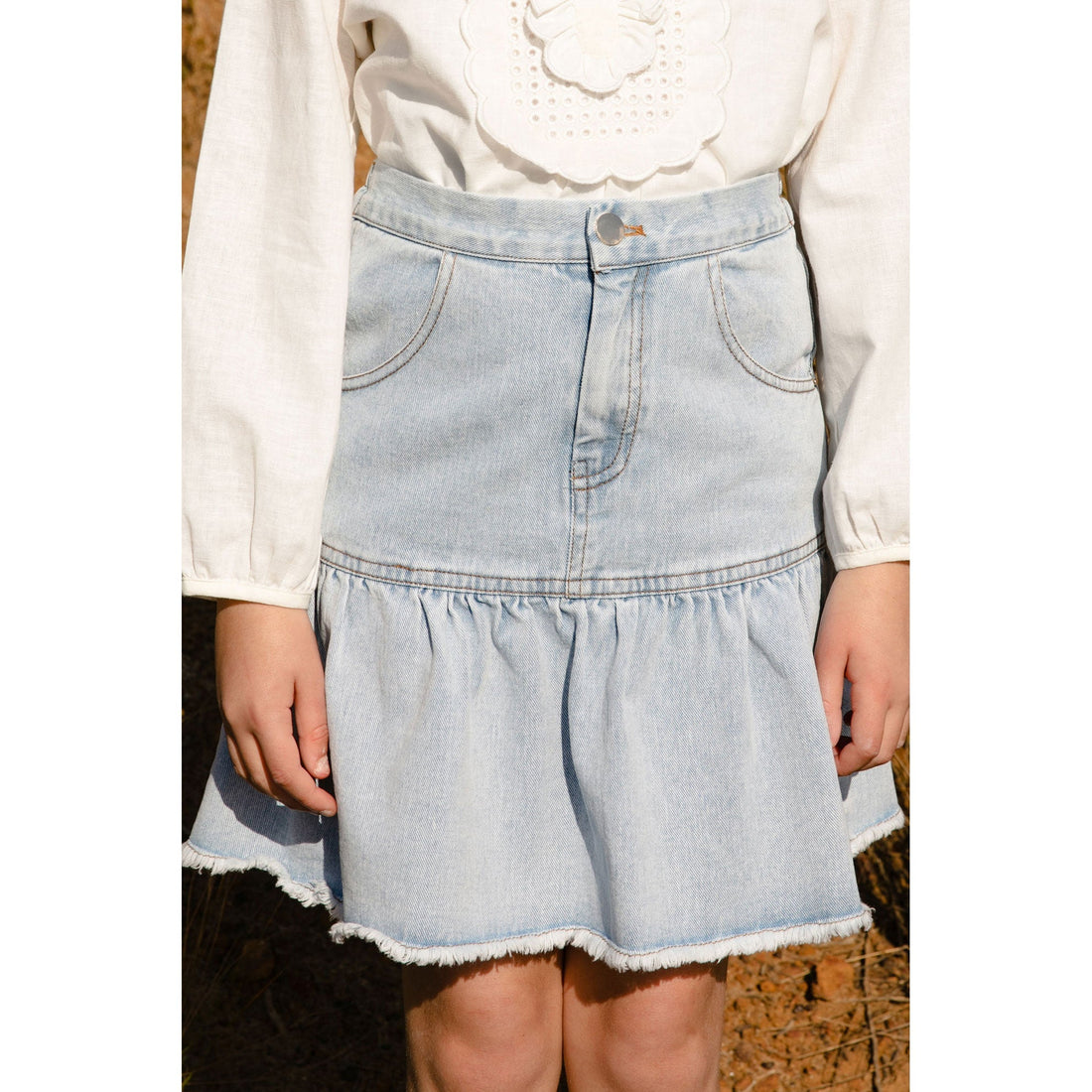 Steph bottoms Steph Denim Ruffle Skirt