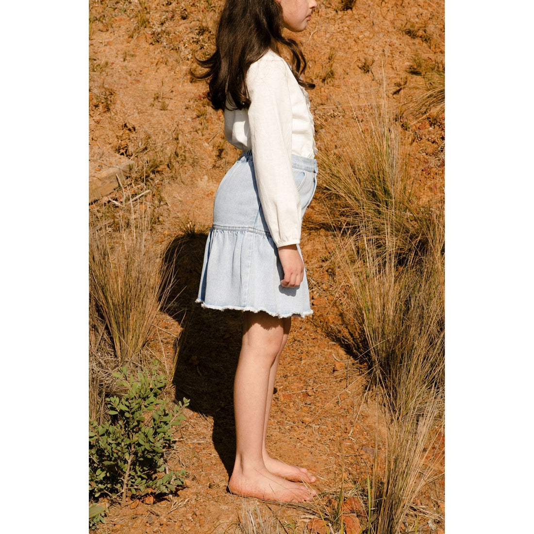 Steph bottoms Steph Denim Ruffle Skirt