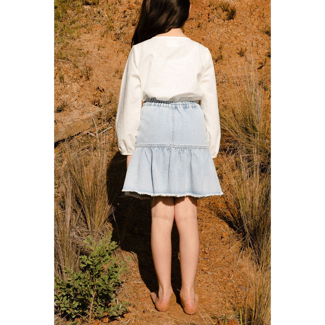 Steph bottoms Steph Denim Ruffle Skirt