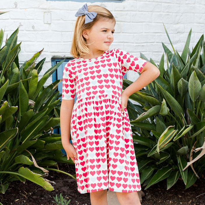 Pink Chicken Antique White Hearts Organic Steph Dress