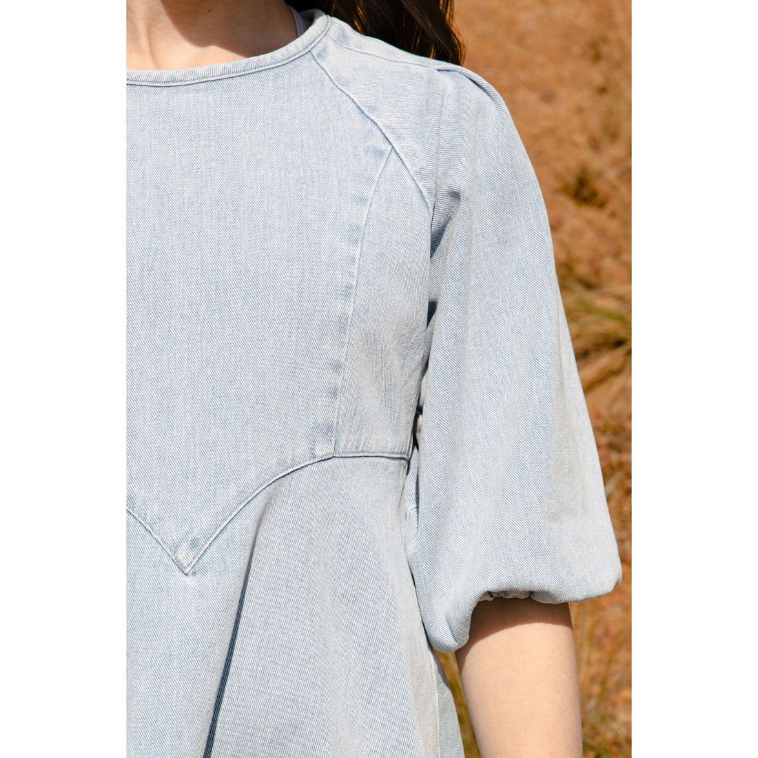 Steph dresses Steph Denim Puff Sleeve Dress