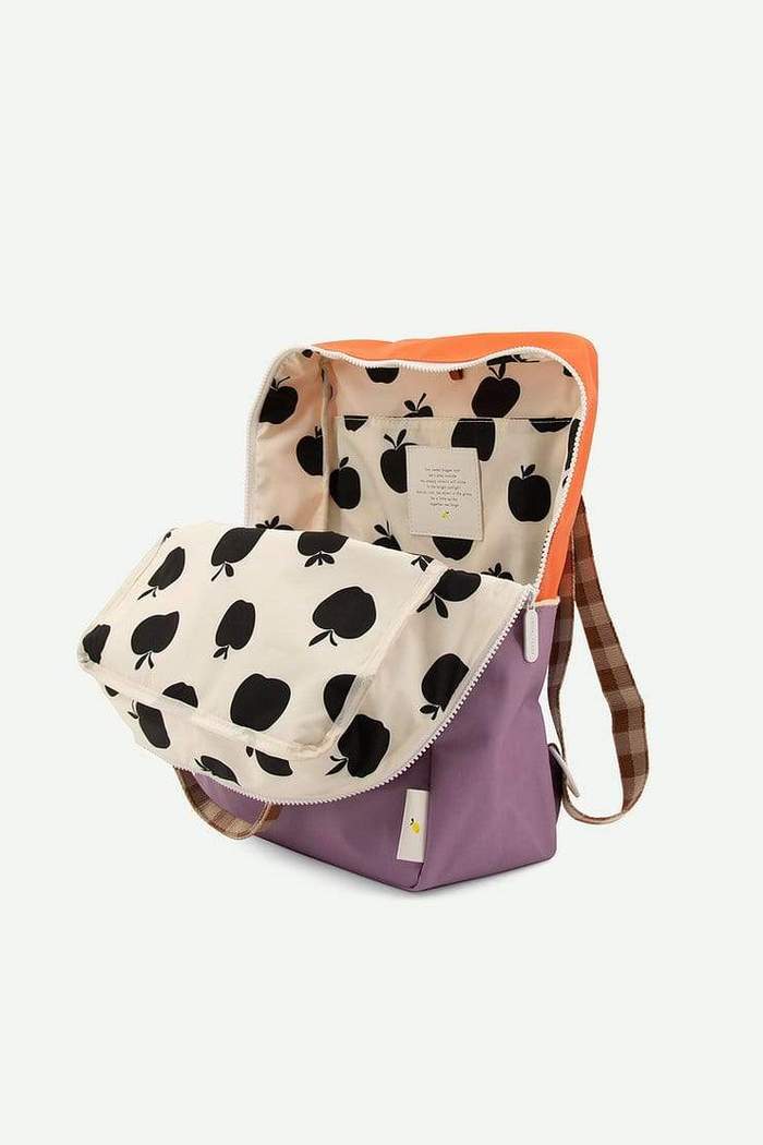 Sticky Lemon Orange Juice/Plum Purple/Schoolbus Brown Colourblocking Large Backpack