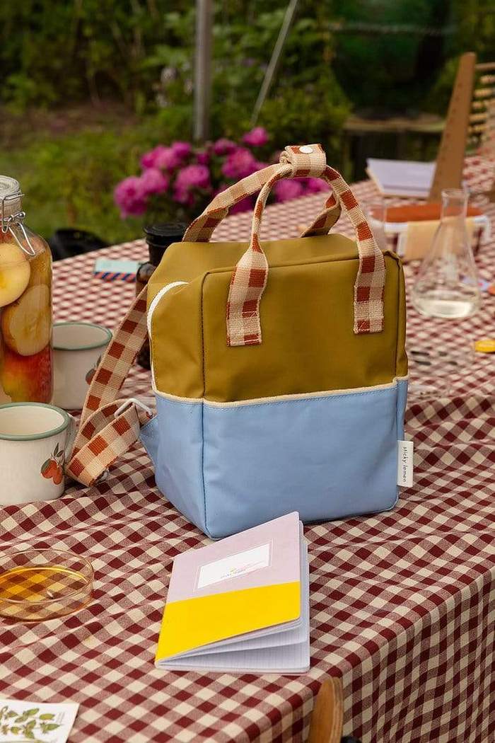 Sticky Lemon Blueberry/Willow Brown/Pear Green Colourblocking Small Backpack