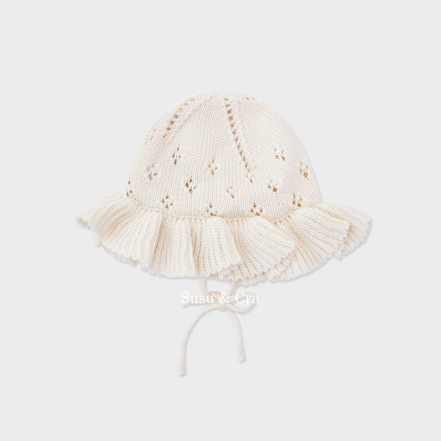 Susu and Cra accessories Susu and Cra Adore Frill Knit hat - Ivory