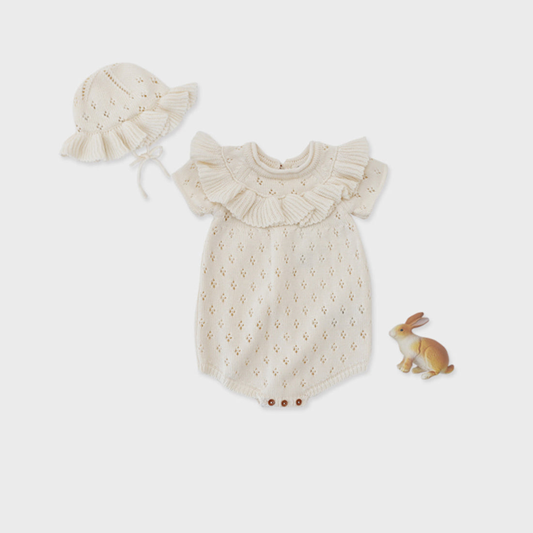 Susu and Cra accessories Susu and Cra Adore Frill Knit hat - Ivory